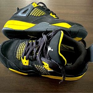 Nike Air Jordan 4 Retro (PS) Yellow Black Thunder Jumpman Tennis Shoes Youth 2